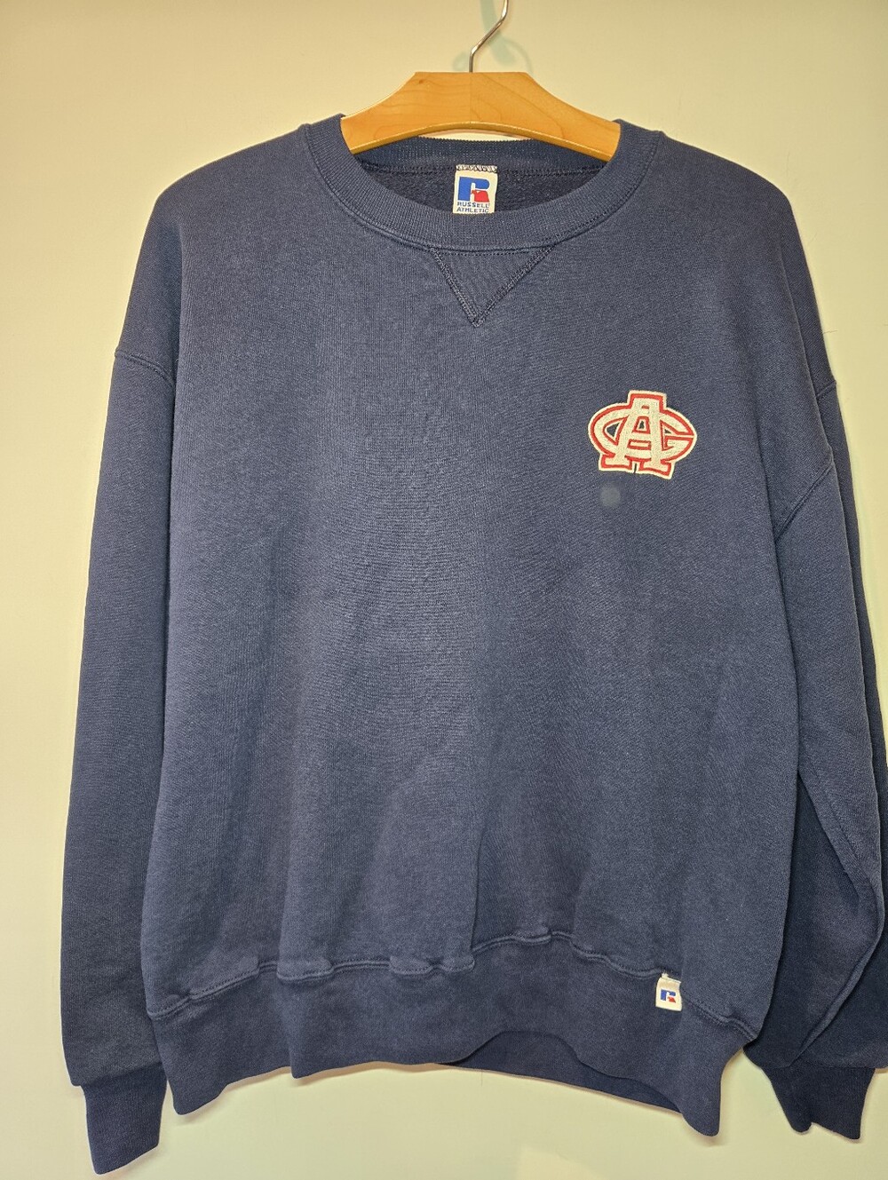 Russell Athletic Vintage Sports Crew Neck Sweatshirt Blue Large Unisex